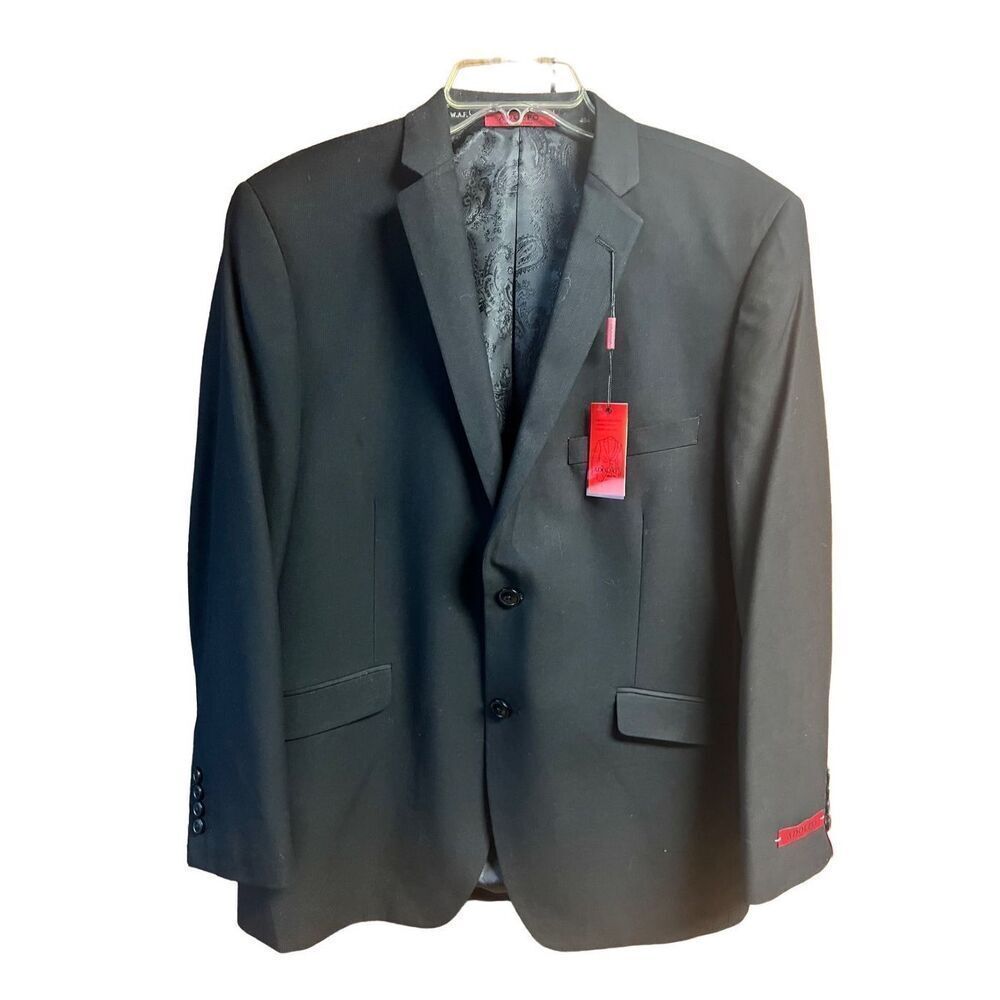 Adolfo Mens Slim  Fit * Black * Blazer Sz 44 NWT